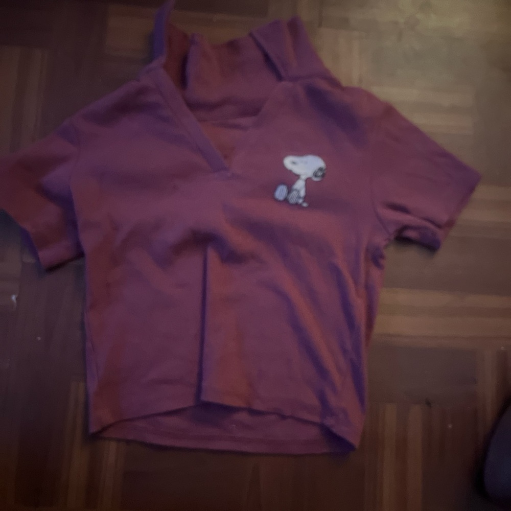 Purple and white Snoopy crop top